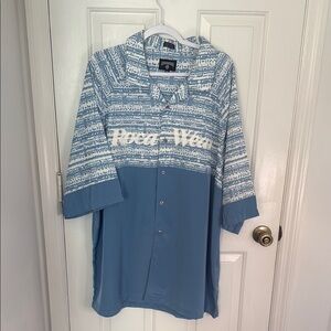 Rocawear Men's Casual Blue Button Down Shirt 100% polyester XXL